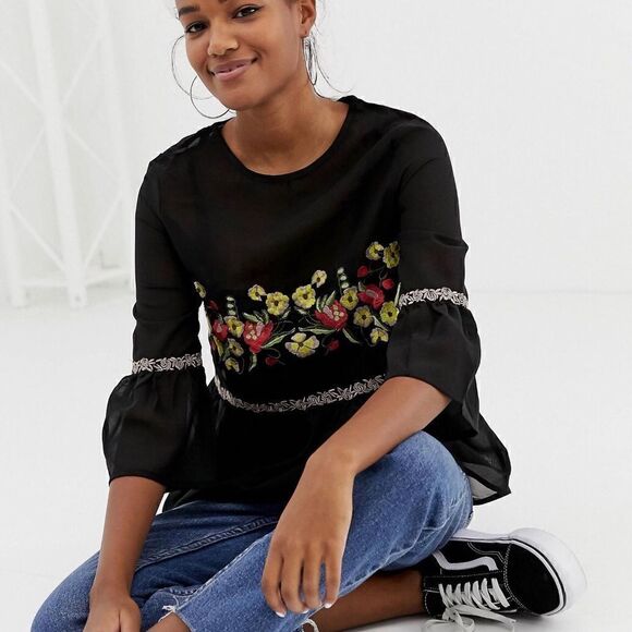 EUC Brave Soul floral embroidered blouse - Picture 4 of 4